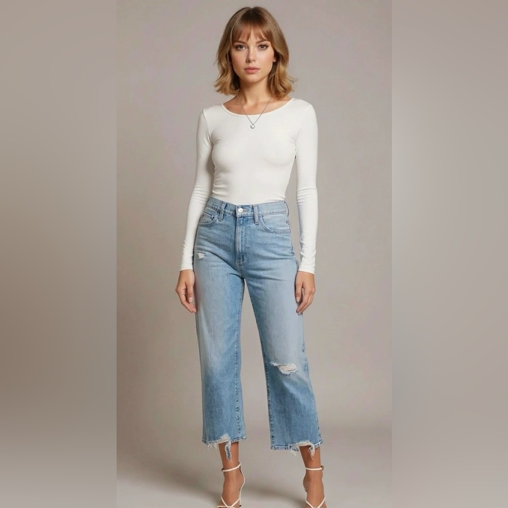 Joes Jeans The Blake High Rise Wide Leg Crop Blue Jeans Size 28